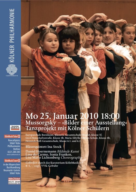 Tanzprojekt Kölner Philharmonie: "Mussorgsky-Bilder einer Ausstelung" - Premiere Januar 25.2010, 18:00h Tanzprojekt Kölner Philharmonie: "Mussorgsky-Bilder einer Ausstelung" - Premiere Januar 25.2010, 18:00h